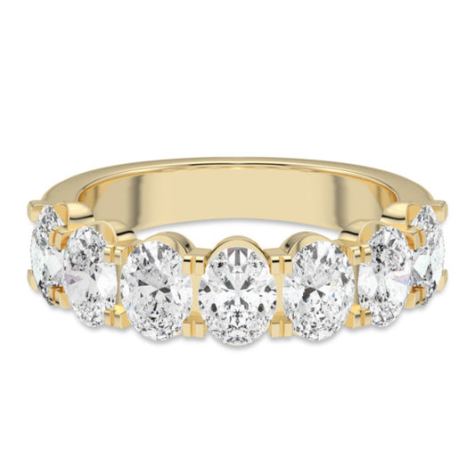 4 ct. tw. Oval 7 Stone Comfort Lab-Grown Diamond Ring - Main View - Vowmira lab-grown diamond jewelry