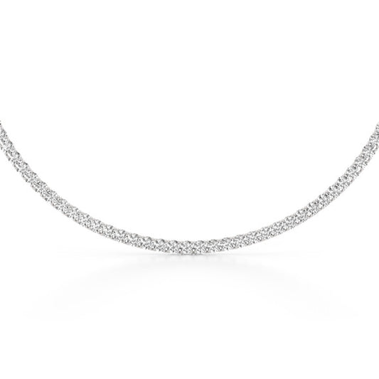 20 ct. tw. Round Lab-Grown Diamond Tennis Necklace in 14k White Gold - Main View - Vowmira lab-grown diamond jewelry