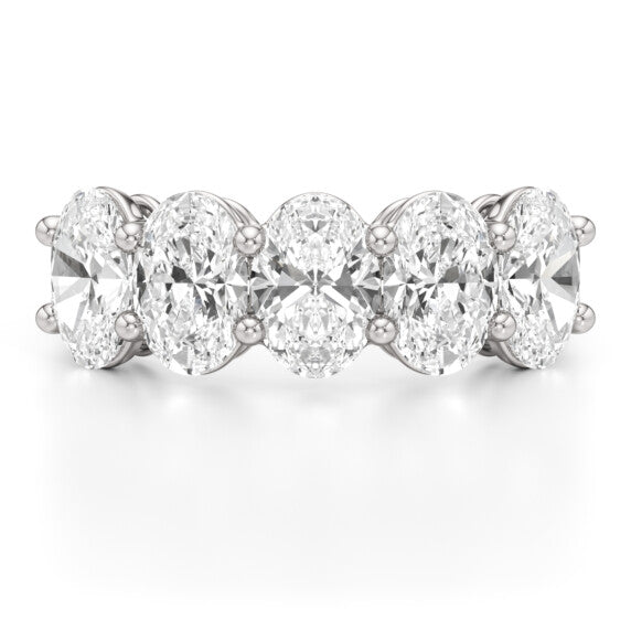 3 ct. tw. Oval Five-Stone Band in 14k White Gold Lab-Grown Diamond Jewelry - Main View