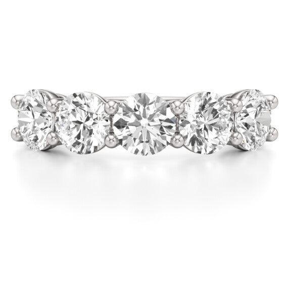 3 ct. tw. Round Five-Stone Band in 14k White Gold Lab-Grown Diamond Jewelry - Main View - Vowmira lab-grown diamond jewelry