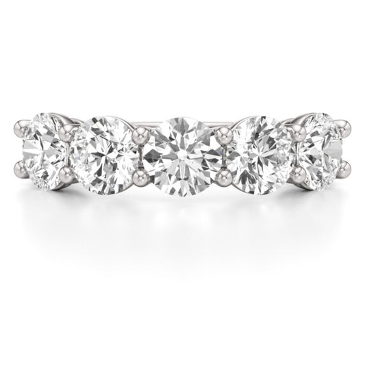 3 ct. tw. Round Five-Stone Band in 14k White Gold Lab-Grown Diamond Jewelry - Main View - Vowmira lab-grown diamond jewelry