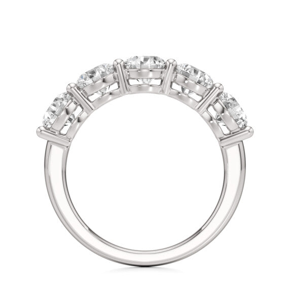 3 ct. tw. Round Five-Stone Band in 14k White Gold Lab-Grown Diamond Jewelry - Detail View