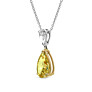 4 3/4 ct. tw. Fancy Yellow Pear Lab-Grown Diamond Two Stone Pendant in 14K White and Yellow Gold - Detail View - Vowmira lab-grown diamond jewelry