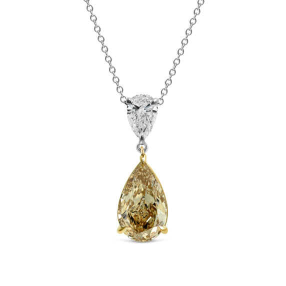 4 3/4 ct. tw. Fancy Yellow Pear Lab-Grown Diamond Two Stone Pendant in 14K White and Yellow Gold - Main View