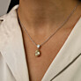 4 3/4 ct. tw. Fancy Yellow Pear Lab-Grown Diamond Two Stone Pendant in 14K White and Yellow Gold - Side View