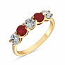 5 Stone Round Lab-Grown Diamond & Ruby Ring in 14K Yellow Gold - View 2