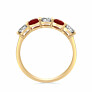 5 Stone Round Lab-Grown Diamond & Ruby Ring in 14K Yellow Gold - Side View - Vowmira lab-grown diamond jewelry