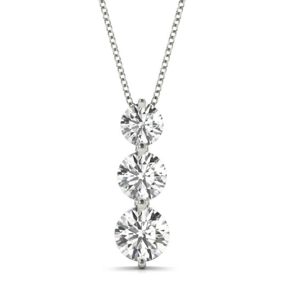 1 ct. tw. Classic 3 Stone Lab-Grown Diamond Pendant - Main View - Vowmira lab-grown diamond jewelry