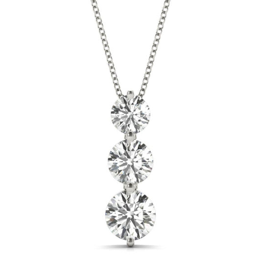 1 ct. tw. Classic 3 Stone Lab-Grown Diamond Pendant - Main View - Vowmira lab-grown diamond jewelry