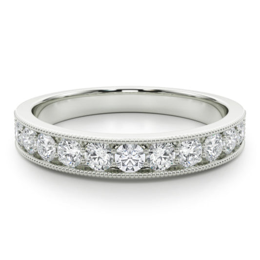 1/2 ct. tw. Milgrain Pave Elegance Lab-Grown Diamond Band - Main View - Vowmira lab-grown diamond jewelry