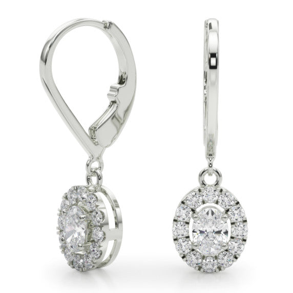5/8 ct. tw. Oval Halo Lab-Grown Diamond Leverback Earrings - Main View