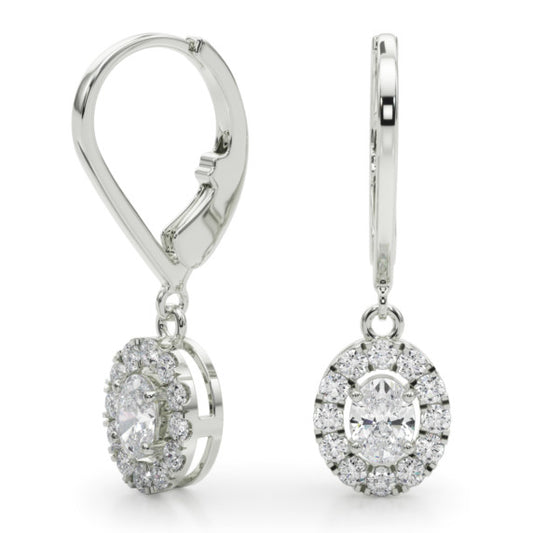 5/8 ct. tw. Oval Halo Lab-Grown Diamond Leverback Earrings - Main View - Vowmira lab-grown diamond jewelry