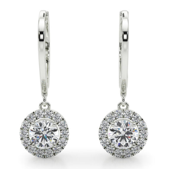 3/4 ct. tw. Round Halo Lab-Grown Diamond Leverback Earrings - Detail View