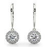 3/4 ct. tw. Round Halo Lab-Grown Diamond Leverback Earrings - Side View - Vowmira lab-grown diamond jewelry