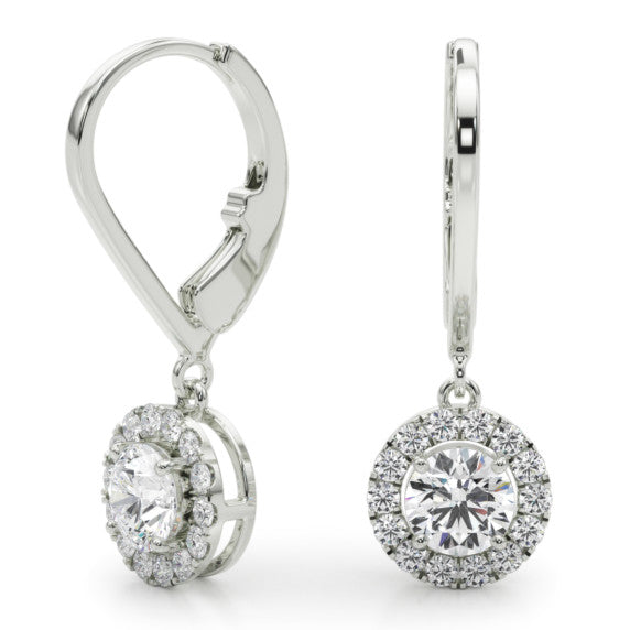 3/4 ct. tw. Round Halo Lab-Grown Diamond Leverback Earrings - Main View