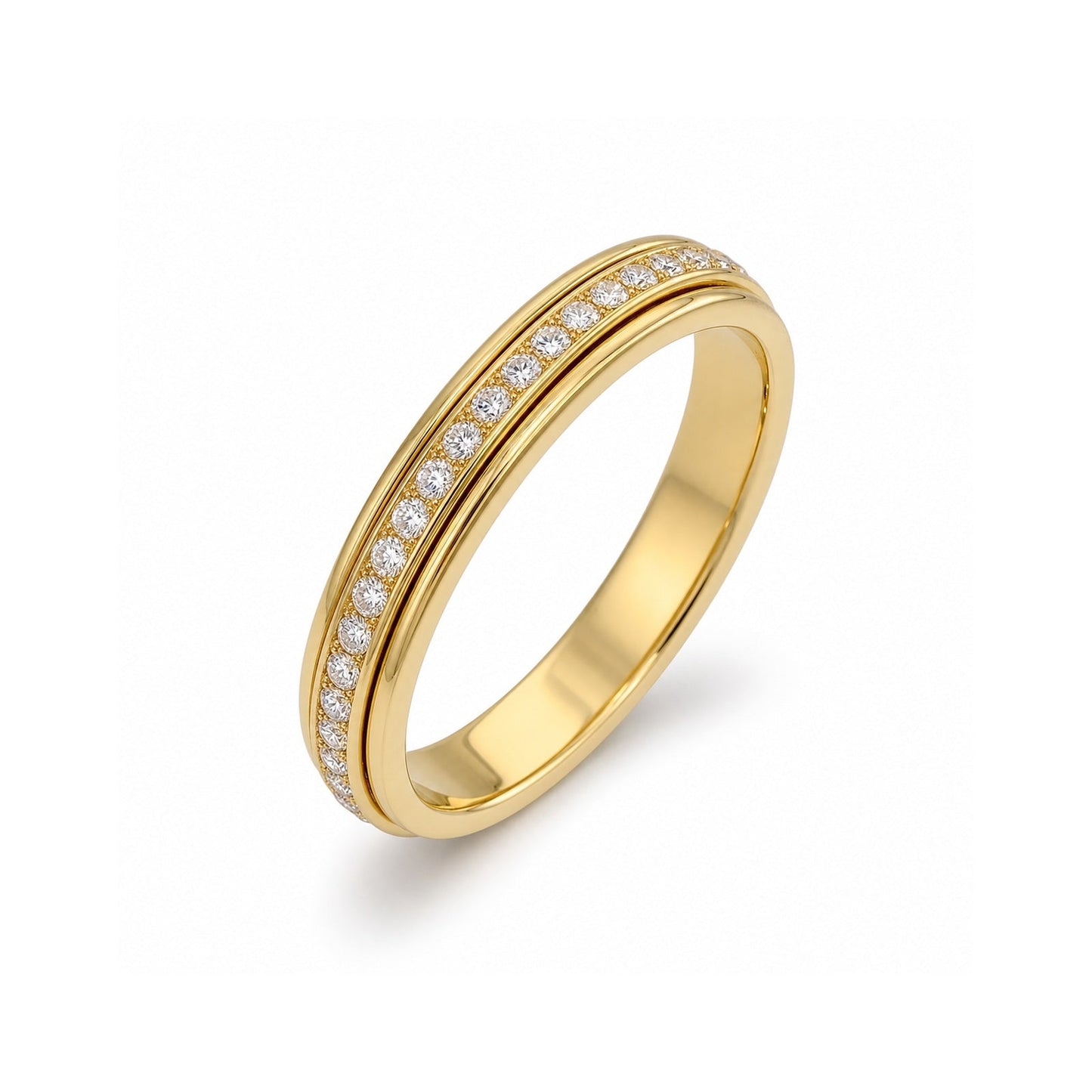 Gold plated 925 silver single row moissanite spinner ring - Vowmira lab-grown diamond jewelry
