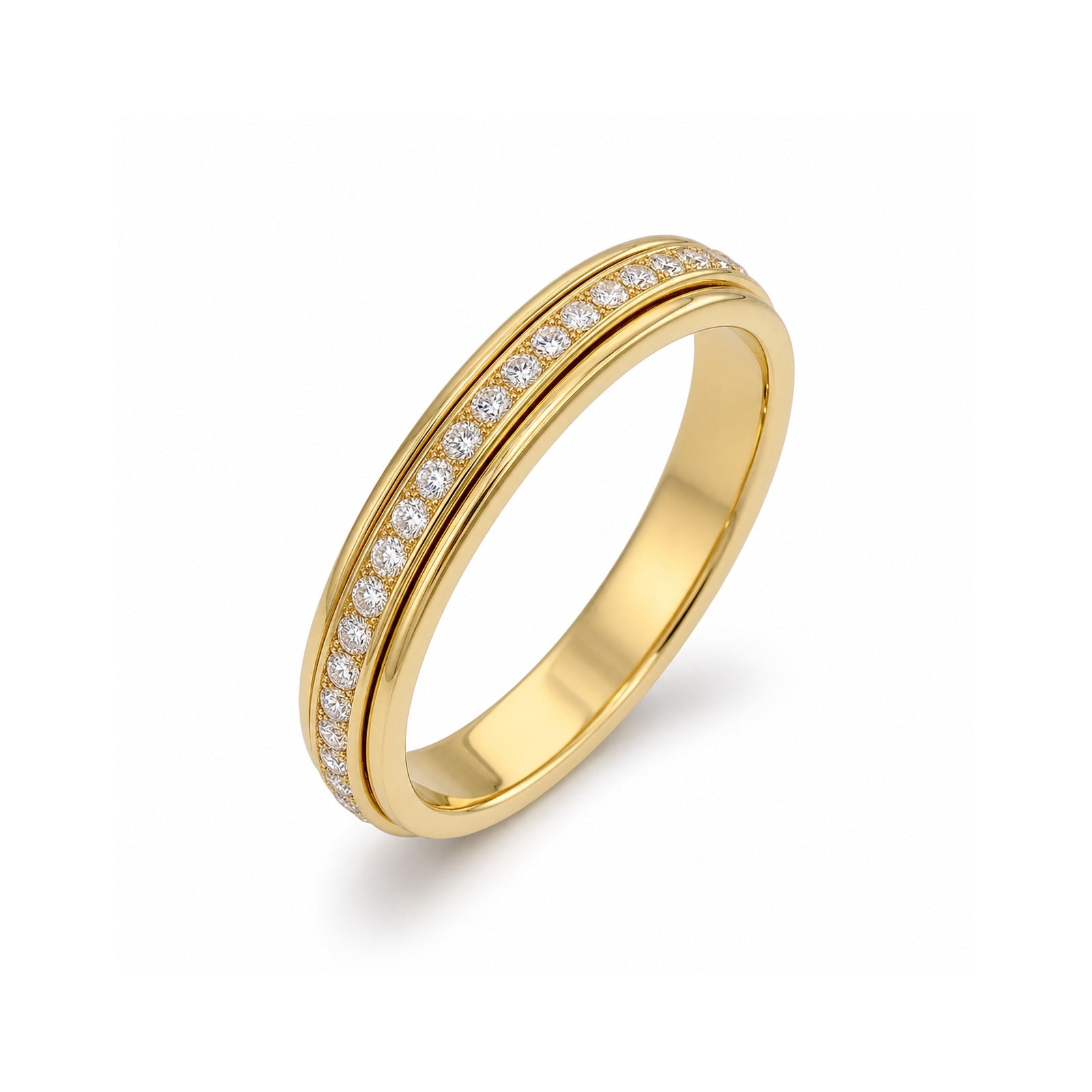 Gold plated 925 silver single row moissanite spinner ring