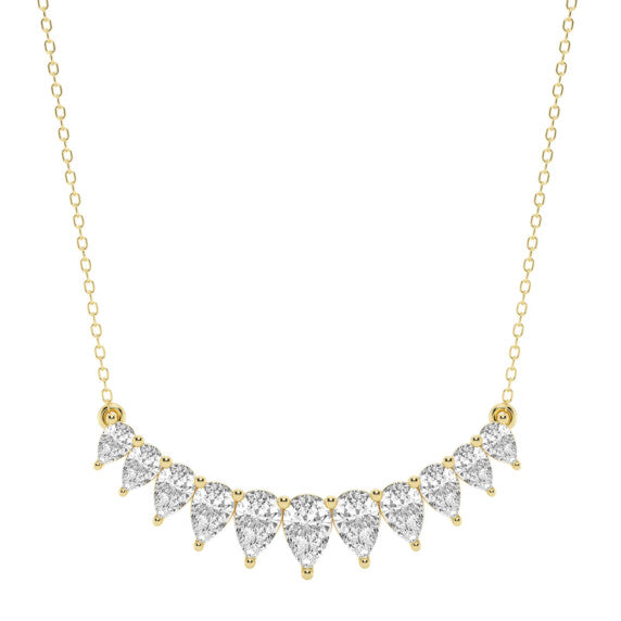 Pear Graduated Center Fashion Lab-Grown Diamond Necklace - Main View - Vowmira lab-grown diamond jewelry