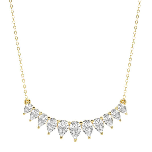 Pear Graduated Center Fashion Lab-Grown Diamond Necklace - Main View - Vowmira lab-grown diamond jewelry