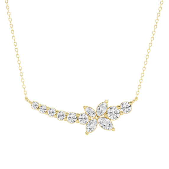 Marquise Curved Butterfly Fashion Lab-Grown Diamond Necklace - Main View - Vowmira lab-grown diamond jewelry