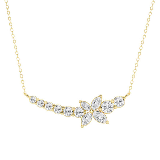 Marquise Curved Butterfly Fashion Lab-Grown Diamond Necklace - Main View - Vowmira lab-grown diamond jewelry