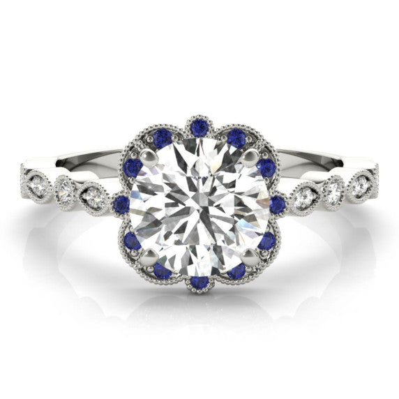 Magnolia Sapphire Accent Lab-Grown Diamond Ring - Main View