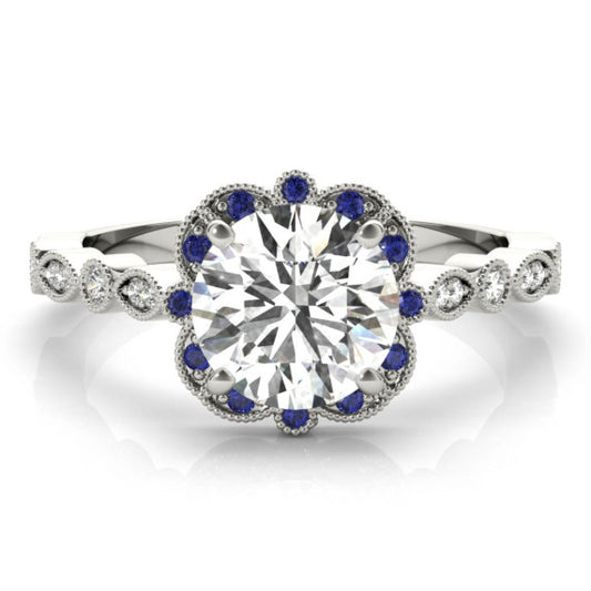 Magnolia Sapphire Accent Lab-Grown Diamond Ring - Main View - Vowmira lab-grown diamond jewelry