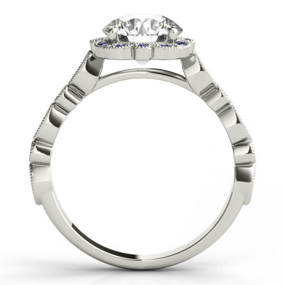 Magnolia Sapphire Accent Lab-Grown Diamond Ring - Detail View - Vowmira lab-grown diamond jewelry