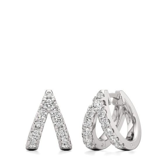 Round Diamond Double Hoops Lab-Grown Diamond Earrings - Main View