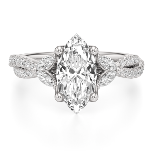Ellie Marquise Lab Lab-Grown Diamond Ring - 1/3ct Pave Setting - Main View - Vowmira lab-grown diamond jewelry