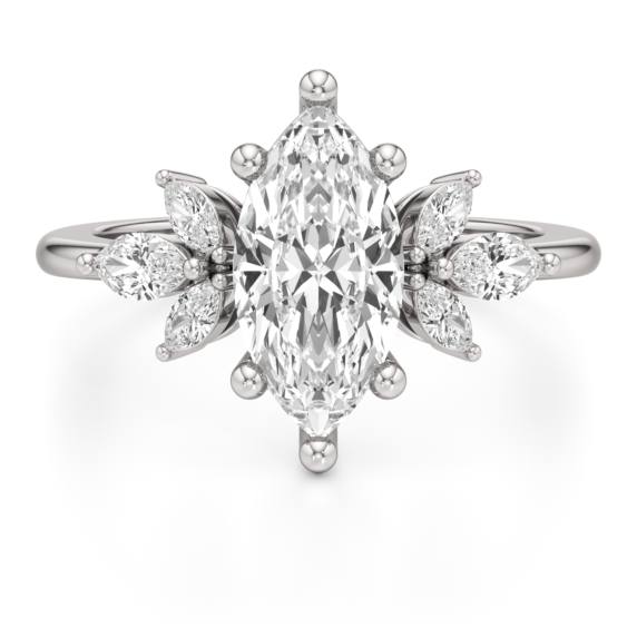 Ayla Marquise Lab Lab-Grown Diamond Ring - 1/3ct Prong Setting - Main View - Vowmira lab-grown diamond jewelry