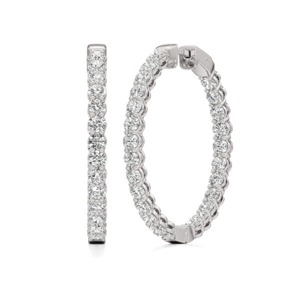 4 ct.tw. Hoops Earring in 14k White Gold Lab-Grown Diamond Earrings - Main View - Vowmira lab-grown diamond jewelry