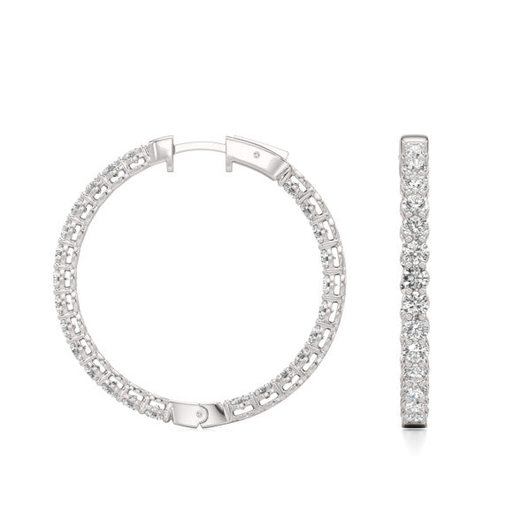 4 ct.tw. Hoops Earring in 14k White Gold Lab-Grown Diamond Earrings - Detail View