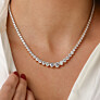 13 ct. tw. Graduated Riviera Tennis Lab-Grown Diamond Necklace - Detail View