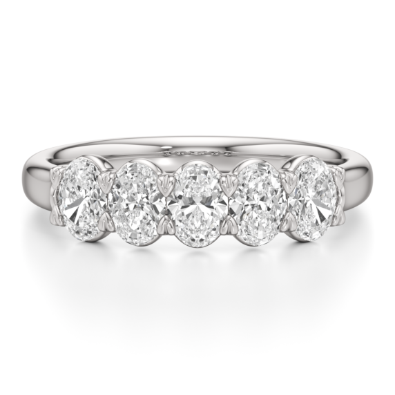 1 - 2 ct. Oval 5-Stone Lab-Grown Diamond Ring - Main View - Vowmira lab-grown diamond jewelry