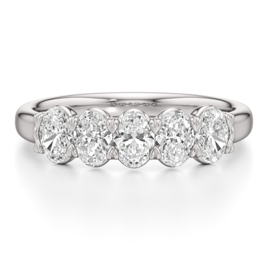 1 - 2 ct. Oval 5-Stone Lab-Grown Diamond Ring - Main View - Vowmira lab-grown diamond jewelry