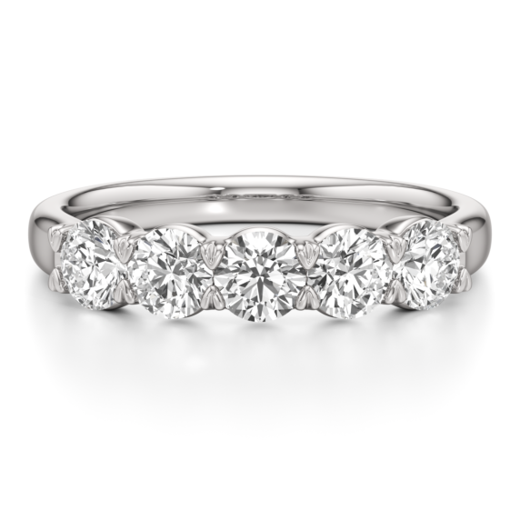 1 - 4 ct. Round 5-Stone Anniversary Lab-Grown Diamond Ring - Main View - Vowmira lab-grown diamond jewelry