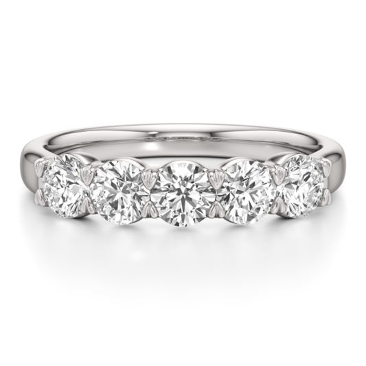1 - 4 ct. Round 5-Stone Anniversary Lab-Grown Diamond Ring - Main View - Vowmira lab-grown diamond jewelry