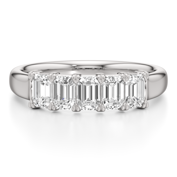 1 - 3 ct. Emerald 5-Stone Anniversary Lab-Grown Diamond Ring - Main View - Vowmira lab-grown diamond jewelry