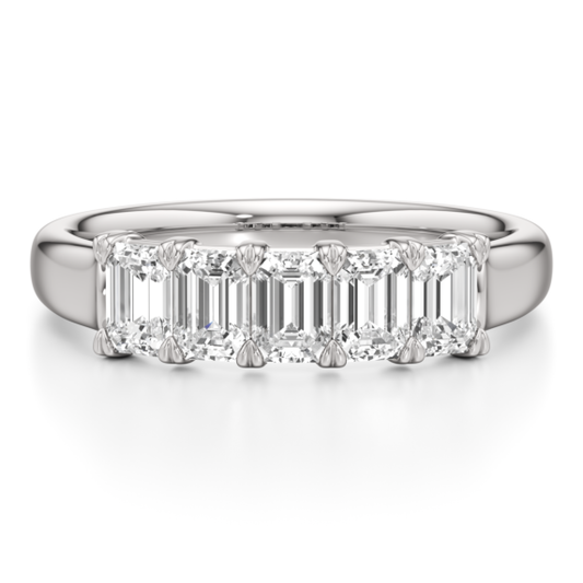 1 - 3 ct. Emerald 5-Stone Anniversary Lab-Grown Diamond Ring - Main View - Vowmira lab-grown diamond jewelry