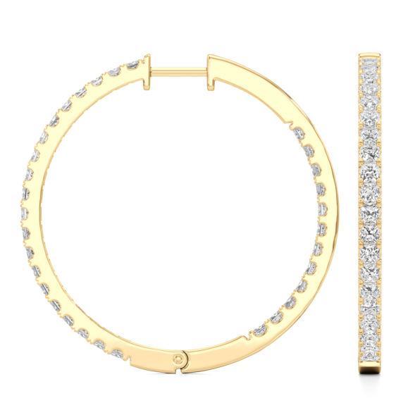 2 - 6 ct. Minimalist Princess-Cut Lab-Grown Diamond Hoops - Detail View - Vowmira lab-grown diamond jewelry