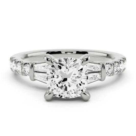 Ariana Baguette Cushion Cut Lab-Grown Diamond Ring - Main View - Vowmira lab-grown diamond jewelry