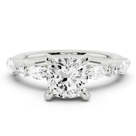 Demi Marquise Cushion Cut Lab-Grown Diamond Ring - Main View - Vowmira lab-grown diamond jewelry