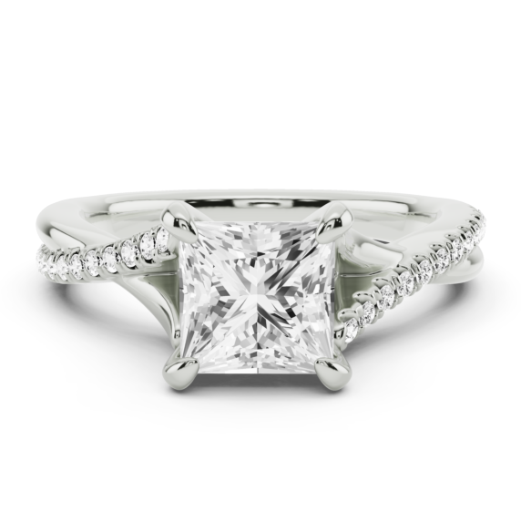 Ella Twist Princess Cut Lab-Grown Diamond Ring - Main View - Vowmira lab-grown diamond jewelry