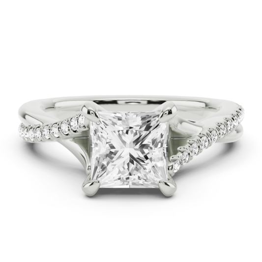 Ella Twist Princess Cut Lab-Grown Diamond Ring - Main View - Vowmira lab-grown diamond jewelry