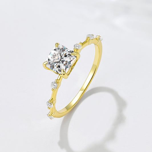 Vowmira Princess-Cut Half-Bezel Zirconia Ring, hero view - Vowmira lab-grown diamond jewelry