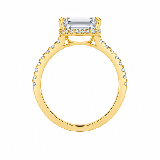 Vowmira 3-Carat Emerald-Cut Lab-Grown Diamond Pavé Ring — product view 2