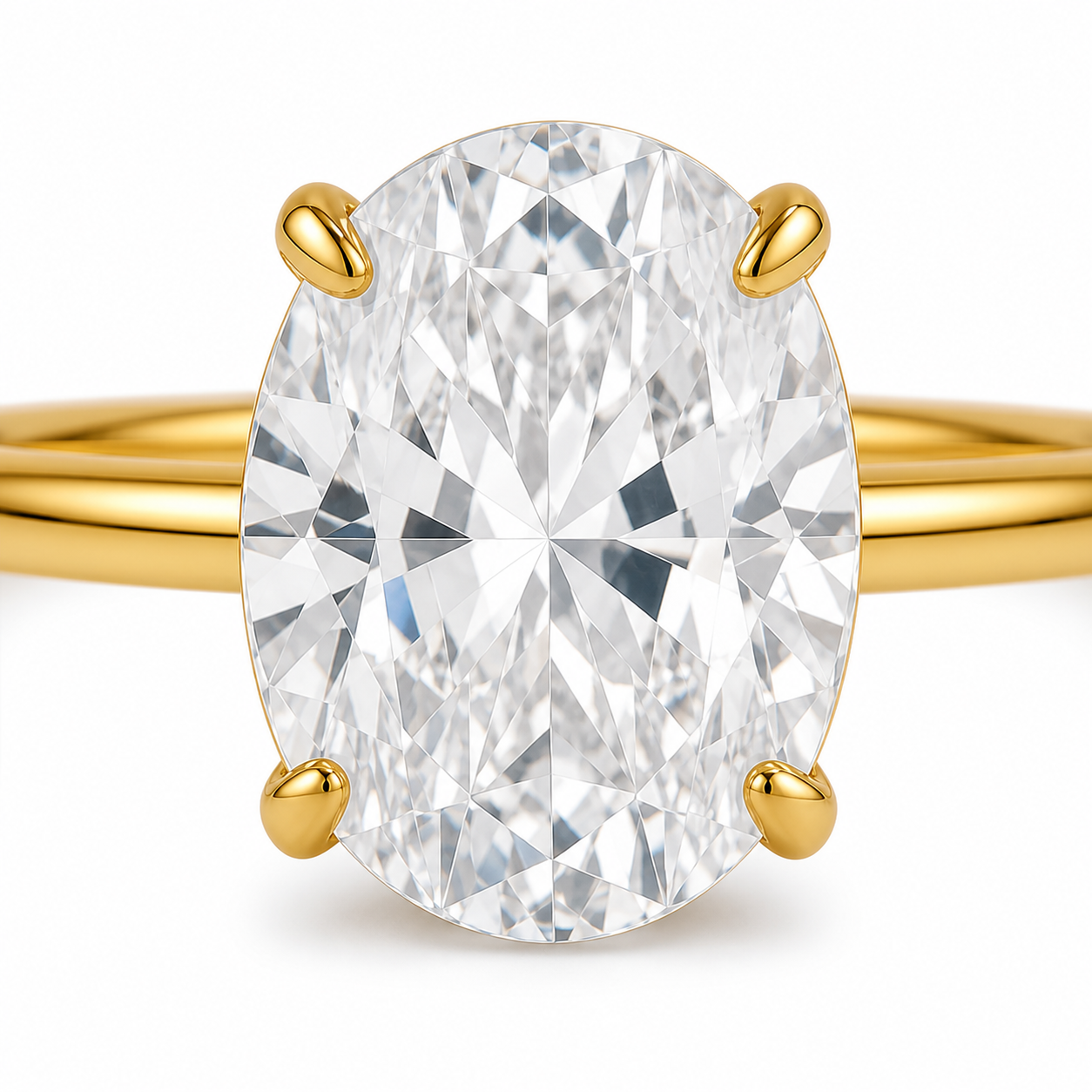 Vowmira oval solitaire ring, setting detail