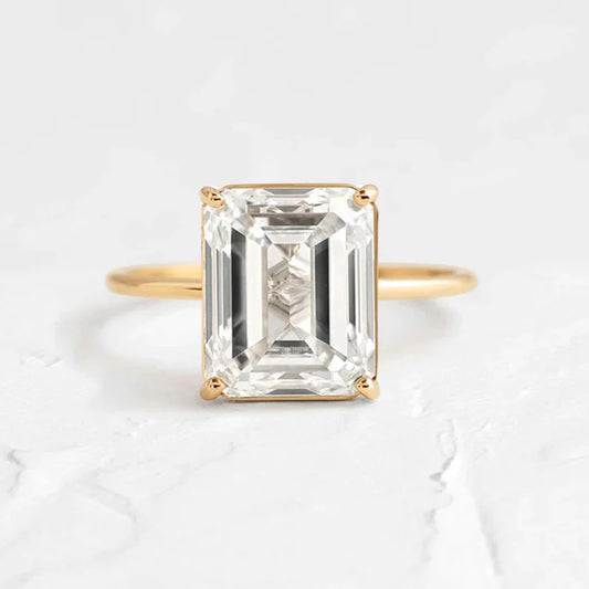 Vowmira Emerald-Cut Modern Zirconia Ring, hero view - Vowmira lab-grown diamond jewelry