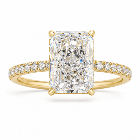 Vowmira Radiant-Cut Zirconia Ring Set, hero view - Vowmira lab-grown diamond jewelry